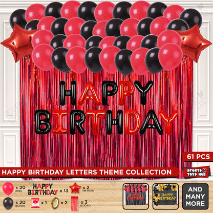Happy Birthday Foil Letter Theme - Black & Red