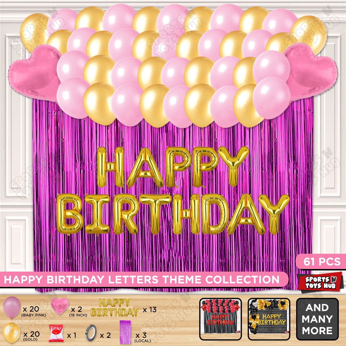 Happy Birthday Foil Letter Theme - Gold & Baby Pink