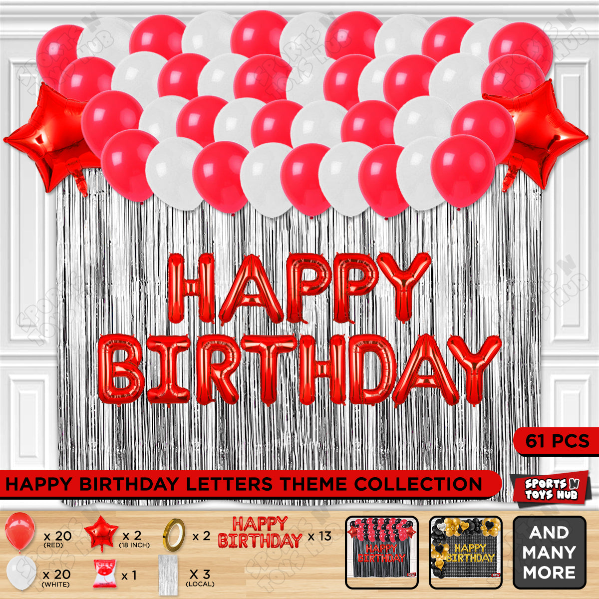 Happy Birthday Foil Letter Theme - Red & White
