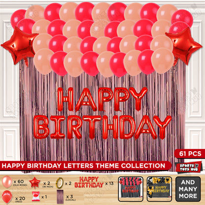 Happy Birthday Foil Letter Theme - Red & Old Rose