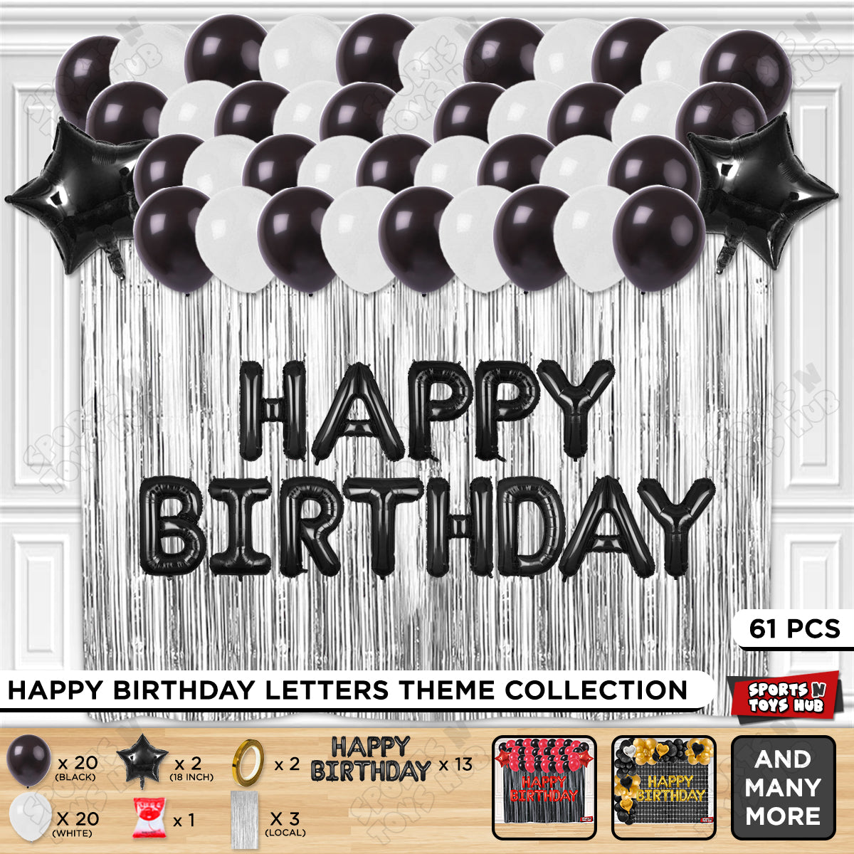 Happy Birthday Foil Letter Theme - Black & White
