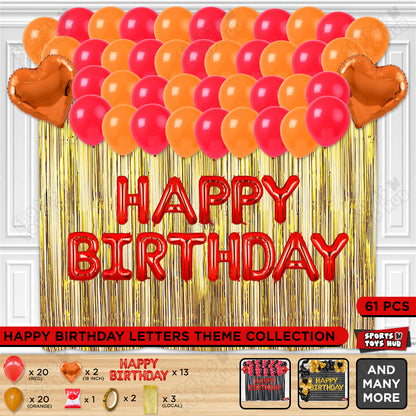 Happy Birthday Foil Letter Theme - Red & Orange