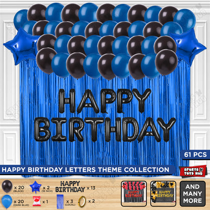 Happy Birthday Foil Letter Theme - Black & Blue
