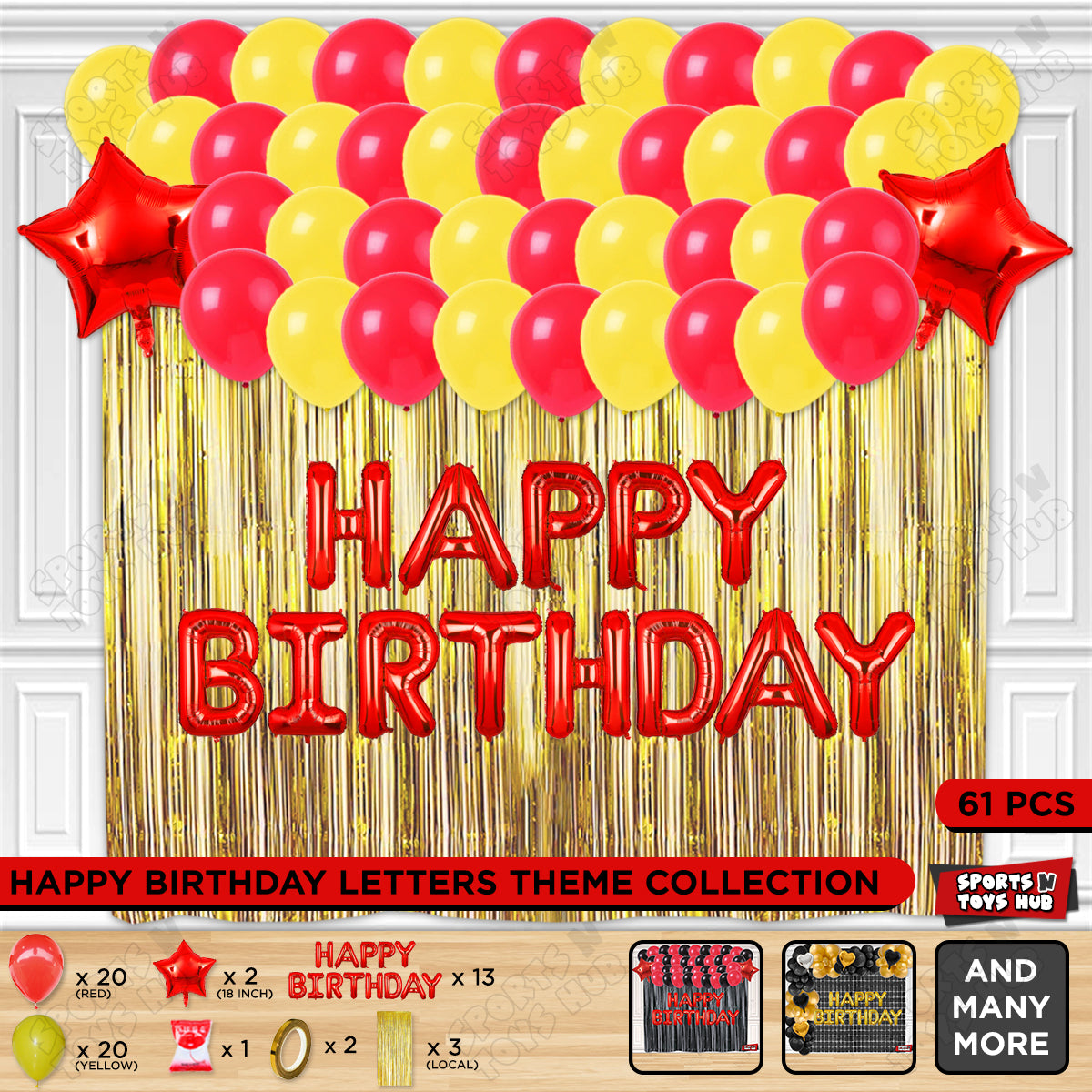 Happy Birthday Foil Letter Theme - Red & Yellow