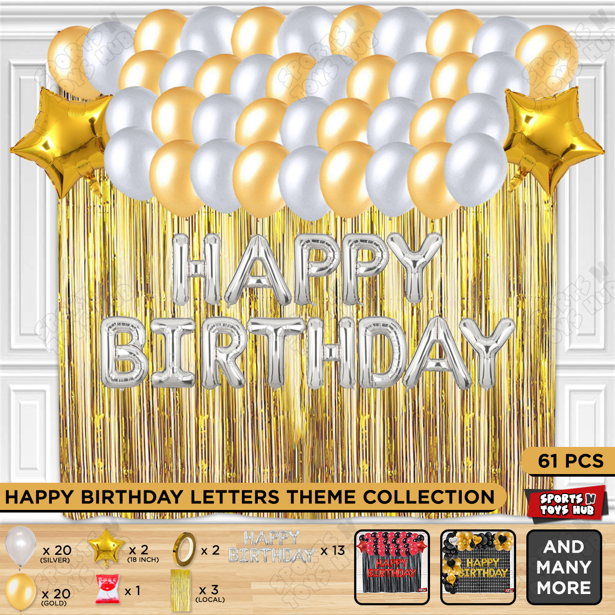 Happy Birthday Foil Letter Theme - Silver & Gold