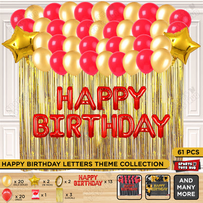 Happy Birthday Foil Letter Theme - Red & Gold