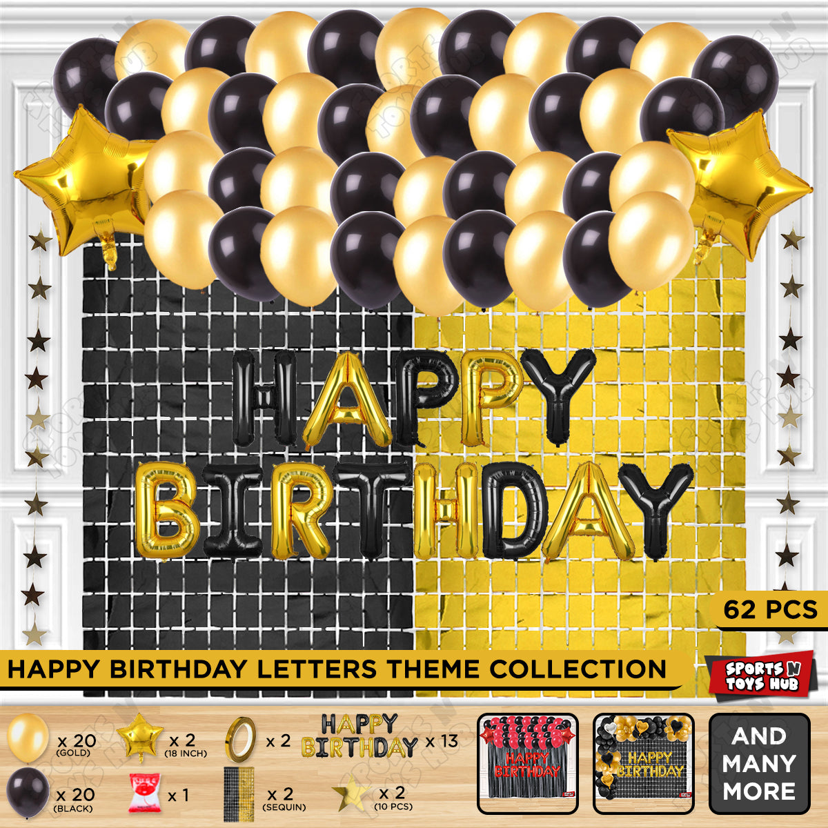 Happy Birthday Foil Letter Theme - Black & Gold