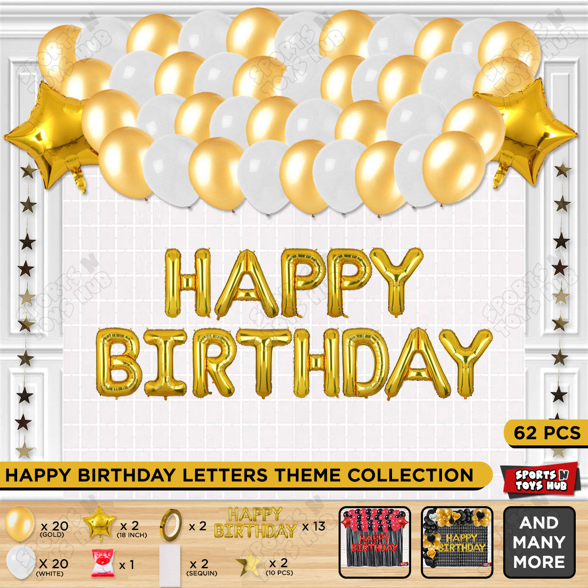 Happy Birthday Foil Letter Theme - Gold & White