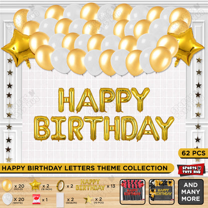 Happy Birthday Foil Letter Theme - Gold & White