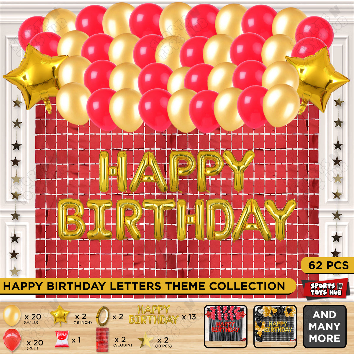 Happy Birthday Foil Letter Theme - Gold & Red