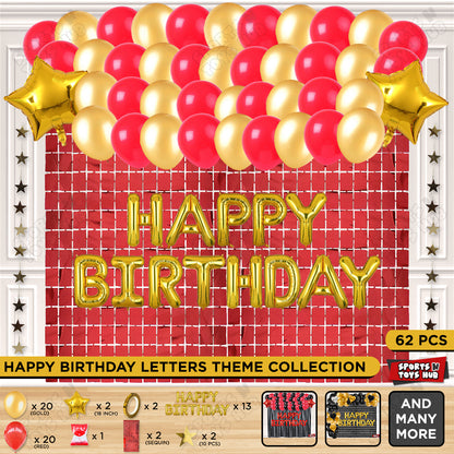 Happy Birthday Foil Letter Theme - Gold & Red