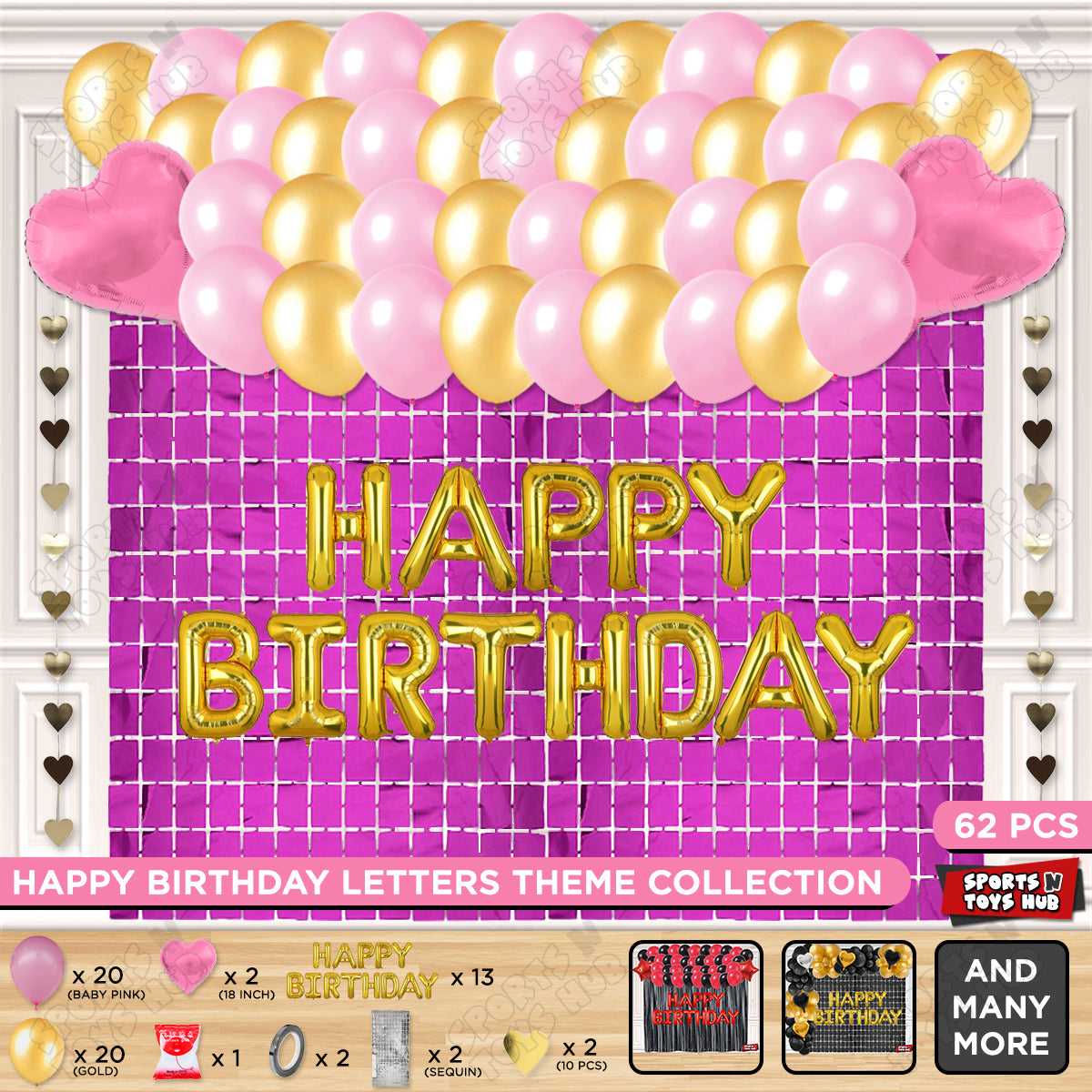Happy Birthday Foil Letter Theme - Gold & Baby Pink