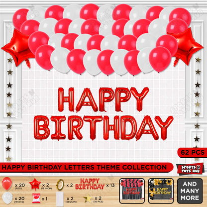 Happy Birthday Foil Letter Theme - Red & White