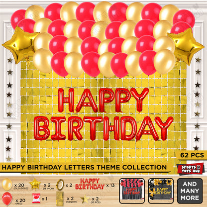 Happy Birthday Foil Letter Theme - Red & Gold
