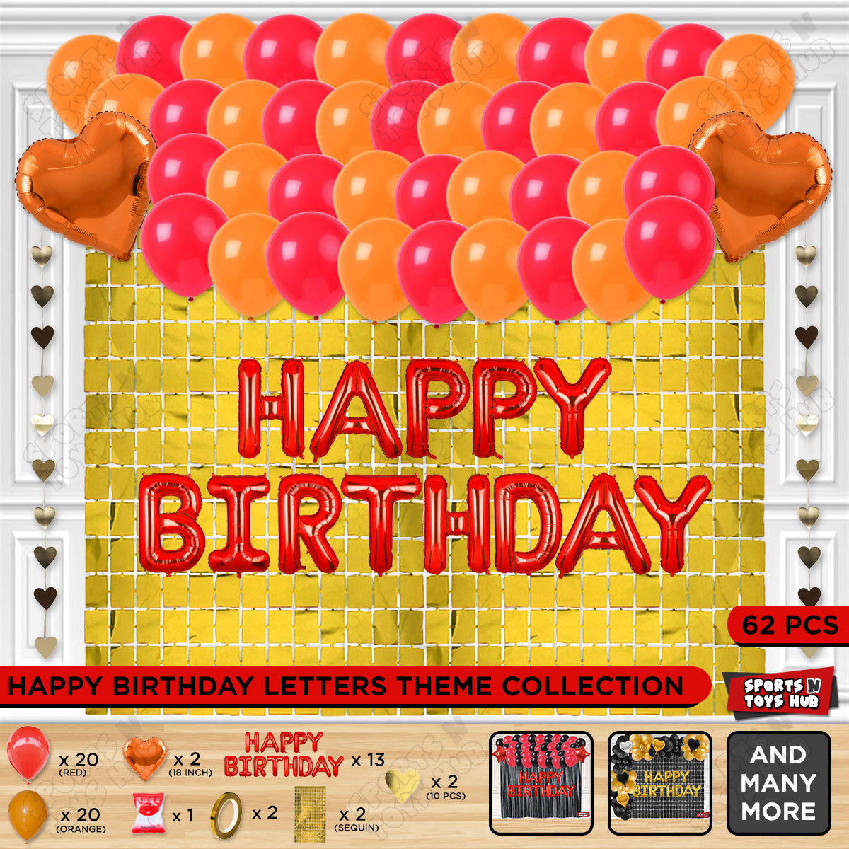 Happy Birthday Foil Letter Theme - Red & Orange
