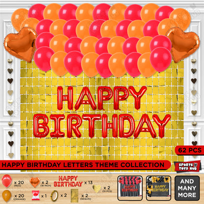 Happy Birthday Foil Letter Theme - Red & Orange