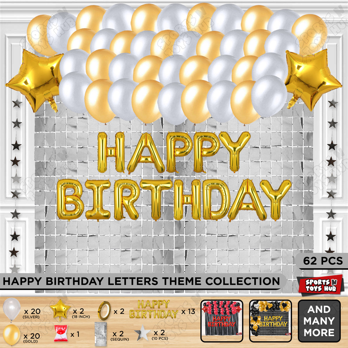 Happy Birthday Foil Letter Theme - Gold & Silver