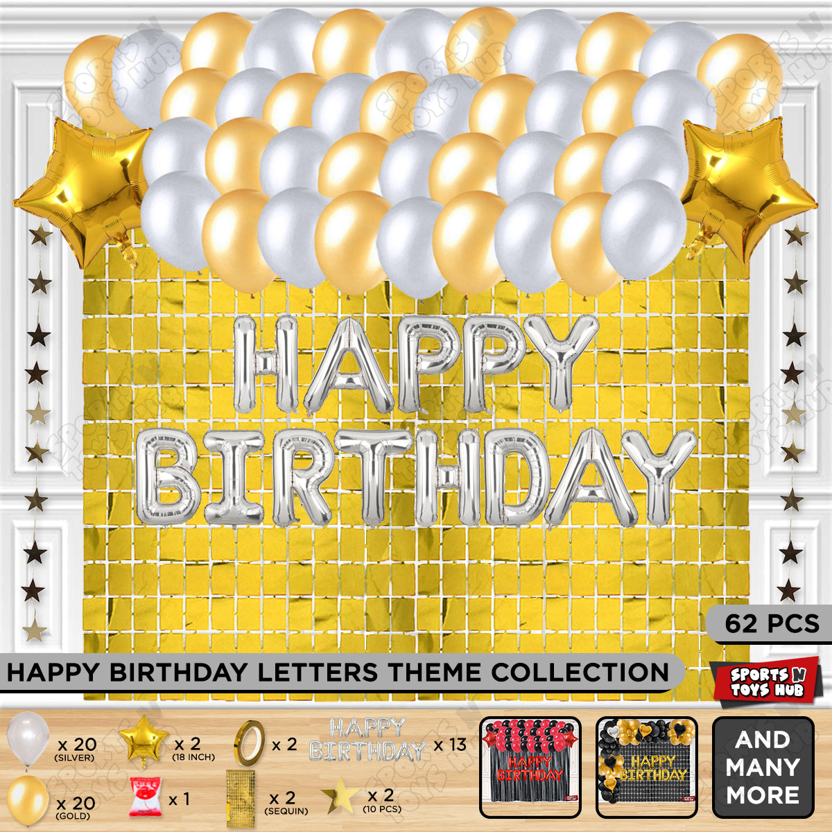 Happy Birthday Foil Letter Theme - Silver & Gold