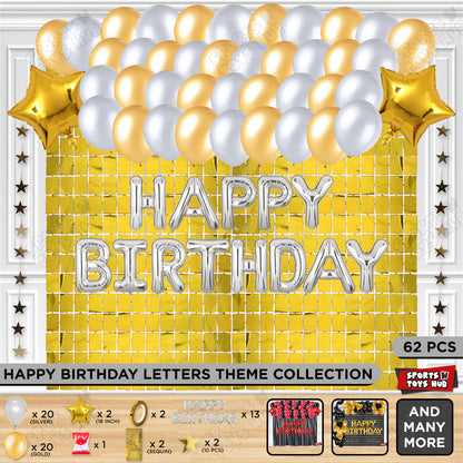 Happy Birthday Foil Letter Theme - Silver & Gold