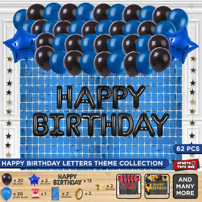 Happy Birthday Foil Letter Theme - Black & Blue