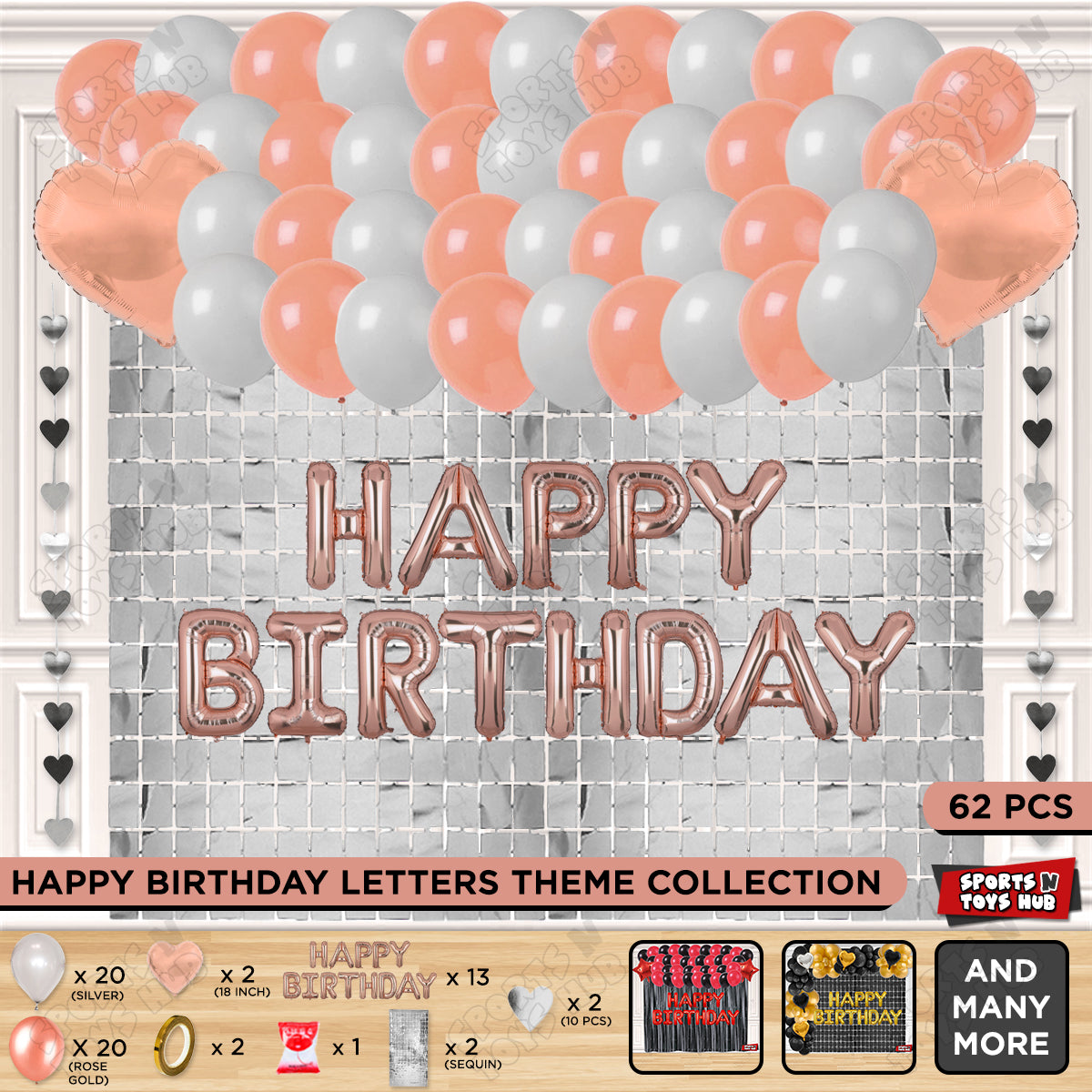 Happy Birthday Foil Letter Theme - Rose Gold & Silver