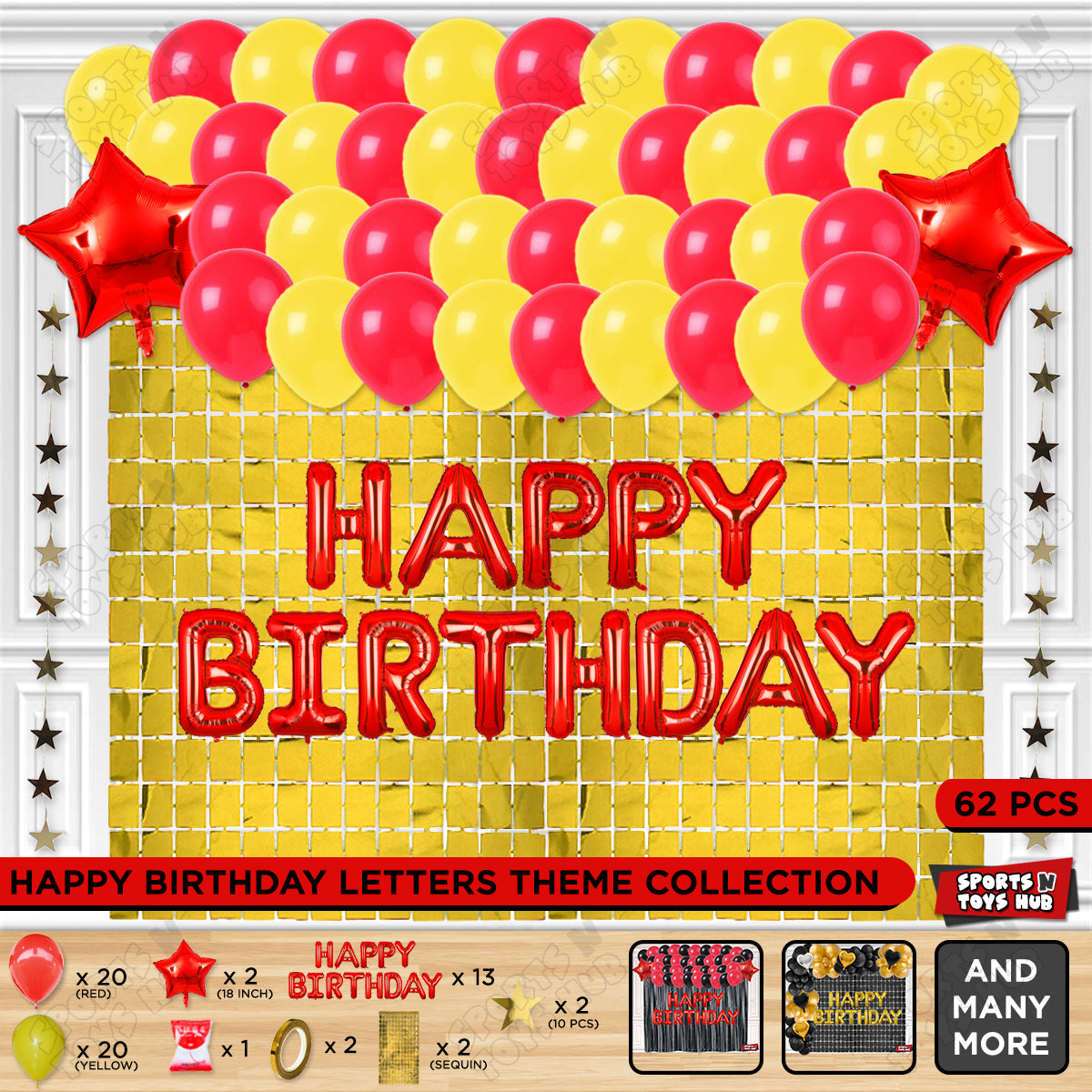 Happy Birthday Foil Letter Theme - Red & Yellow