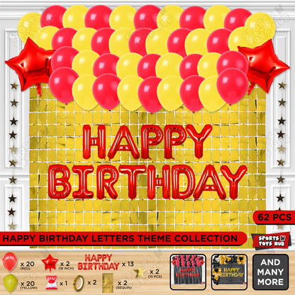 Happy Birthday Foil Letter Theme - Red & Yellow