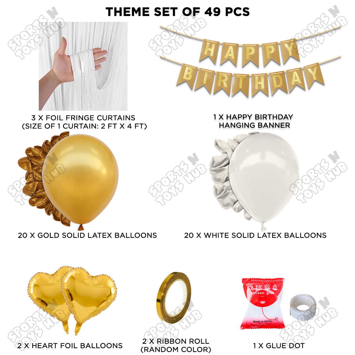 Happy Birthday Card Banner Theme - Gold & White