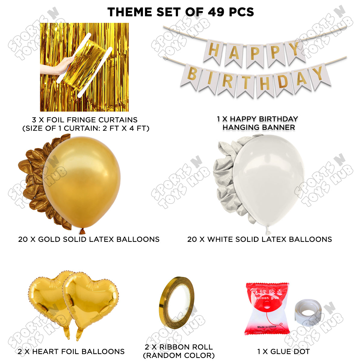 Happy Birthday Card Banner Theme - White & Gold