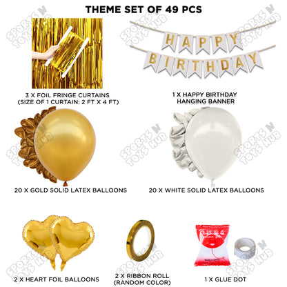 Happy Birthday Card Banner Theme - White & Gold