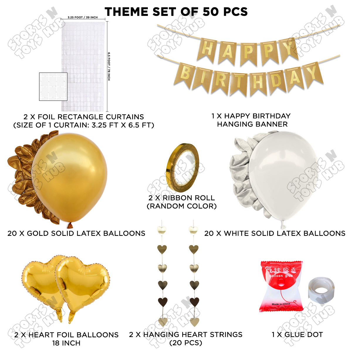 Happy Birthday Card Banner Theme - Gold & White