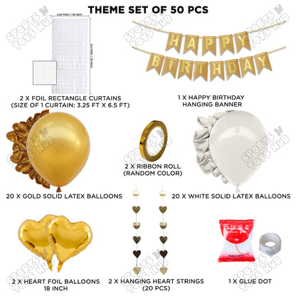 Happy Birthday Card Banner Theme - Gold & White