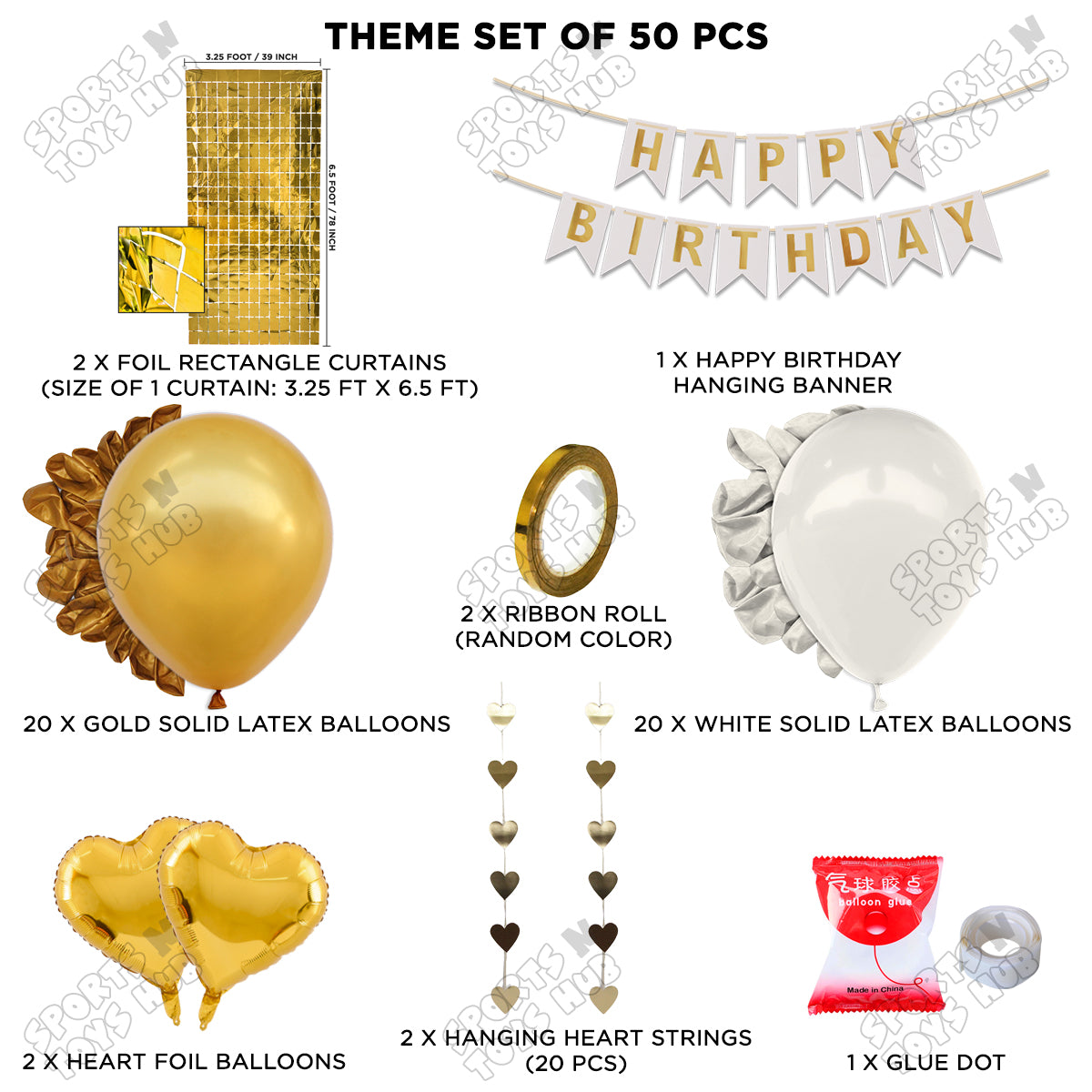 Happy Birthday Card Banner Theme - White & Gold