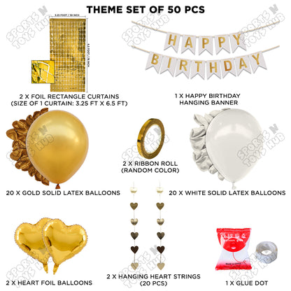 Happy Birthday Card Banner Theme - White & Gold