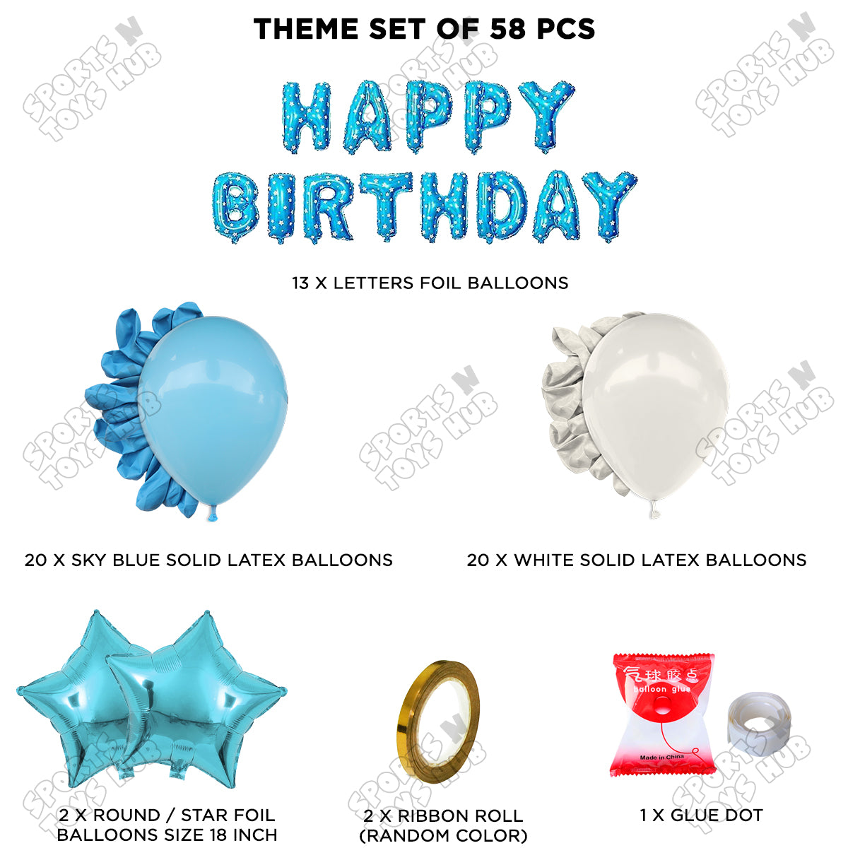 Happy Birthday Foil Letter Theme - Blue & Silver