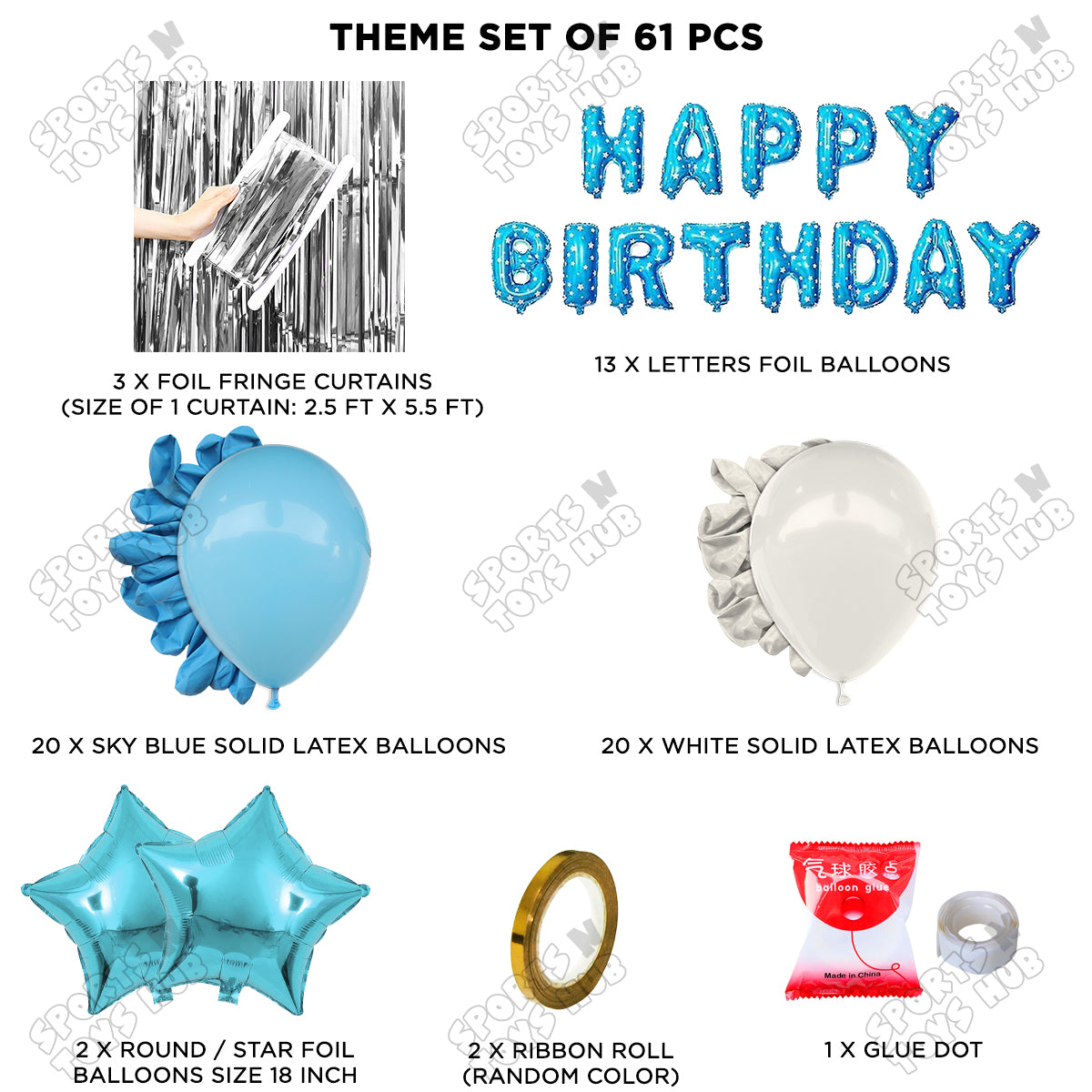 Happy Birthday Foil Letter Theme - Blue & Silver
