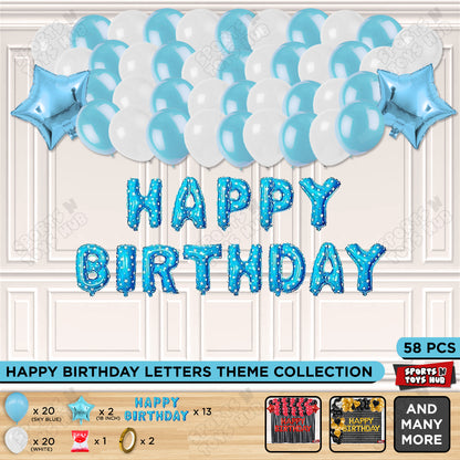 Happy Birthday Foil Letter Theme - Blue & Silver