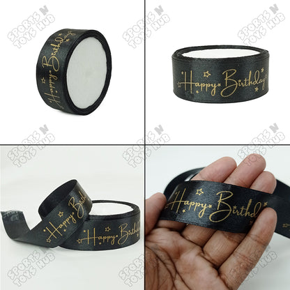 Happy Birthday Printed Satin Ribbon Roll - 1 Inch x 9 Yards