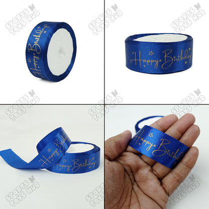 Happy Birthday Printed Satin Ribbon Roll - 1 Inch x 9 Yards