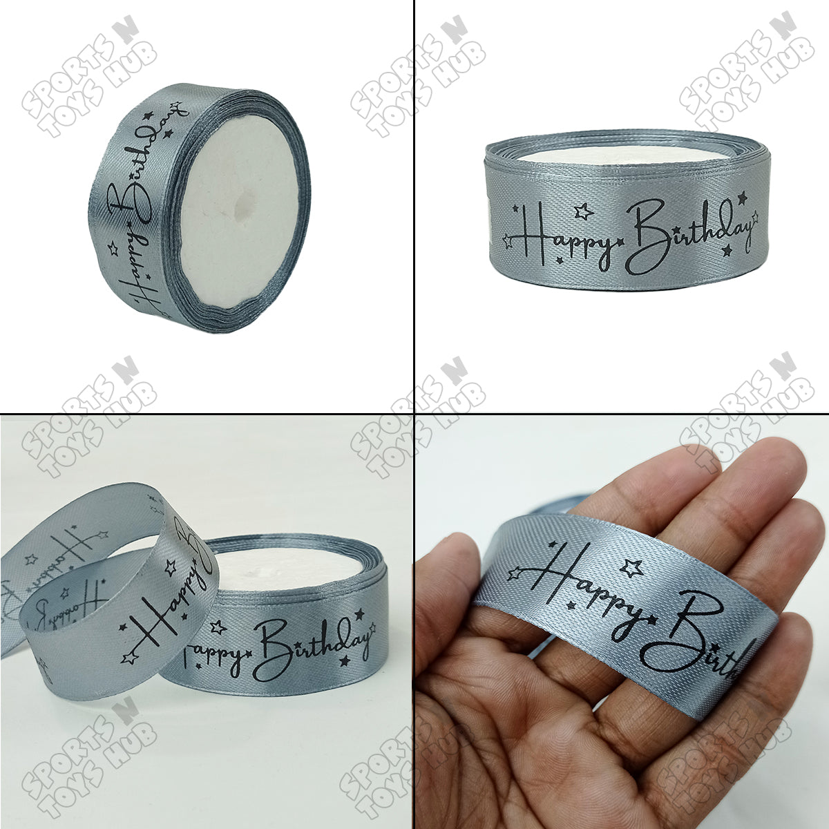Happy Birthday Printed Satin Ribbon Roll - 1 Inch x 9 Yards