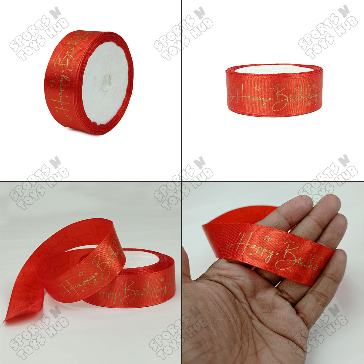 Happy Birthday Printed Satin Ribbon Roll - 1 Inch x 9 Yards
