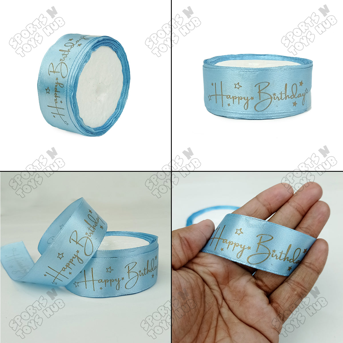 Happy Birthday Printed Satin Ribbon Roll - 1 Inch x 9 Yards
