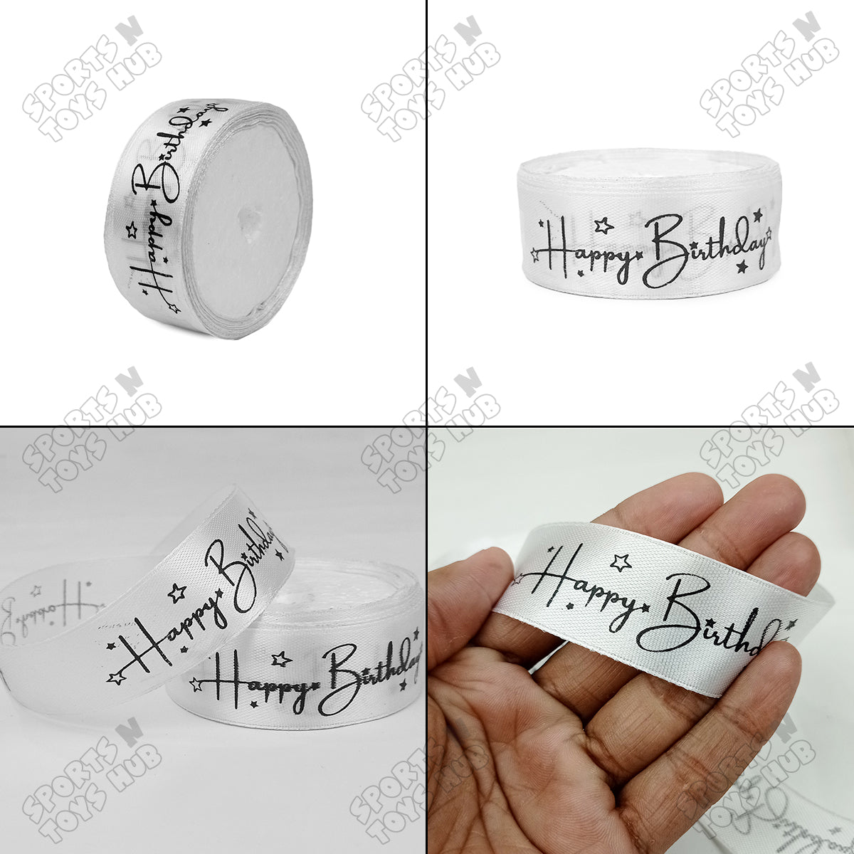 Happy Birthday Printed Satin Ribbon Roll - 1 Inch x 9 Yards