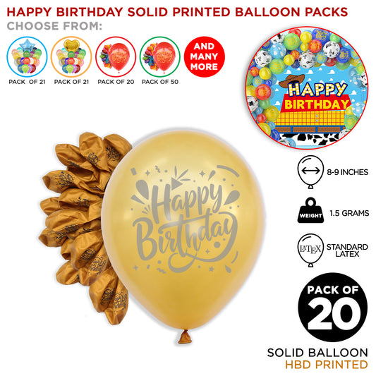 Printed Happy Birthday Solid Balloons