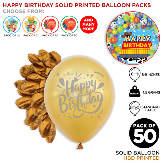Printed Happy Birthday Solid Balloons