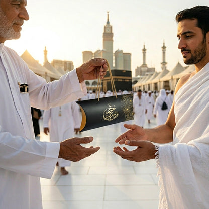 Hajj Taburrak Printed Pillow Box Bag with Gold Foil Embossing - Pack Of 10