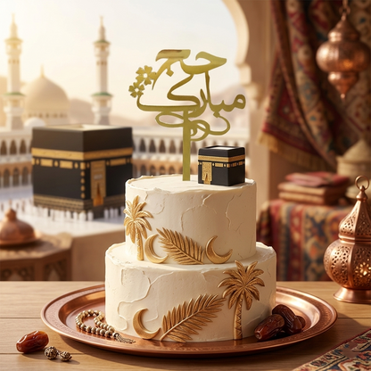 Hajj Mubarak Urdu Text Acrylic Cake Topper