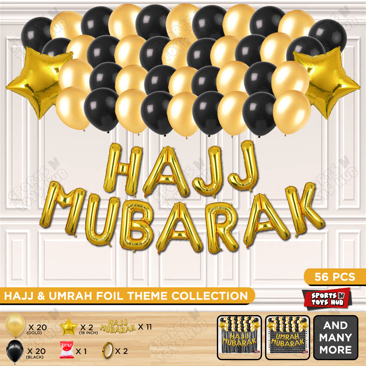Hajj Mubarak Gold Foil Letter Garland Theme Collection