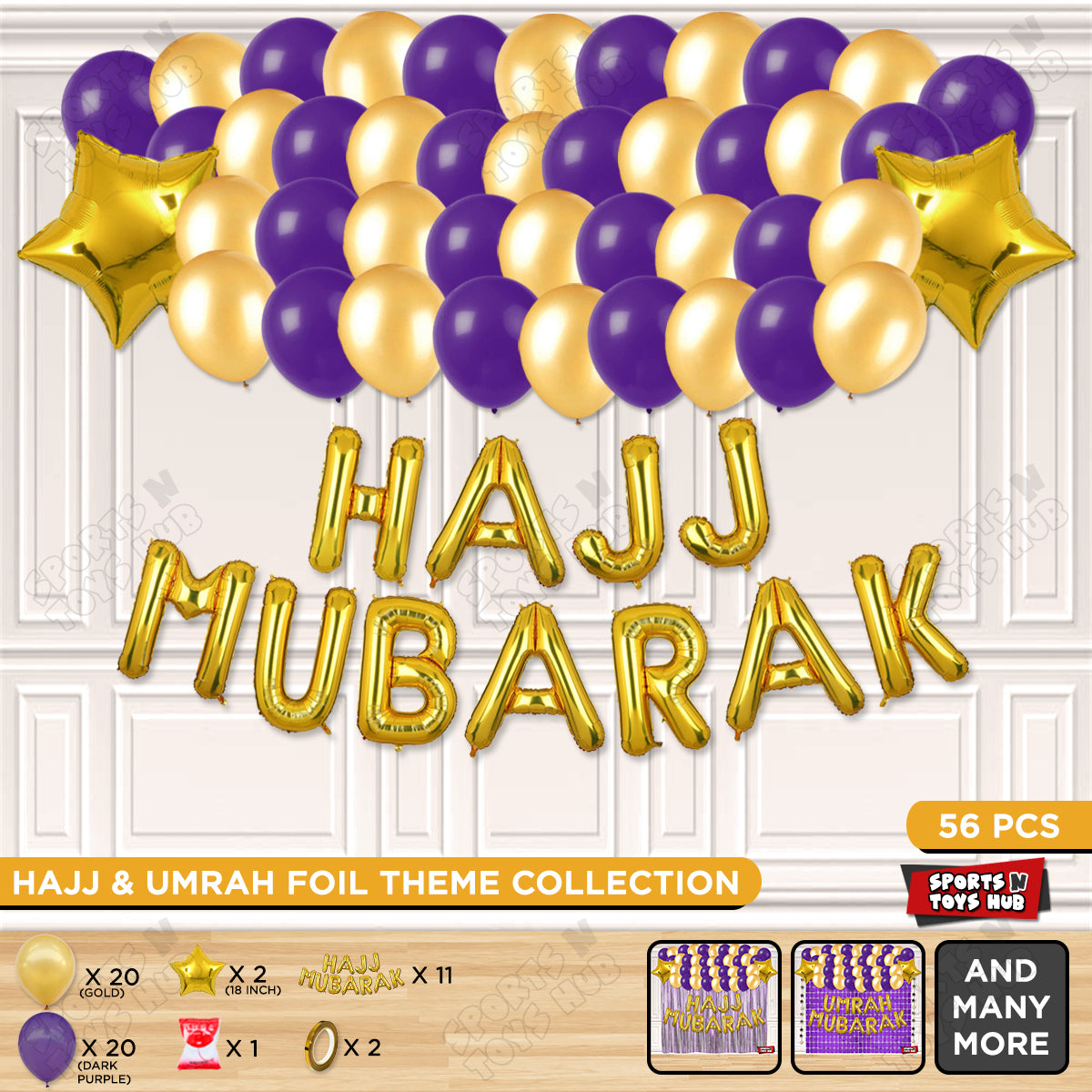 Hajj Mubarak Gold Foil Letter Garland Theme Collection