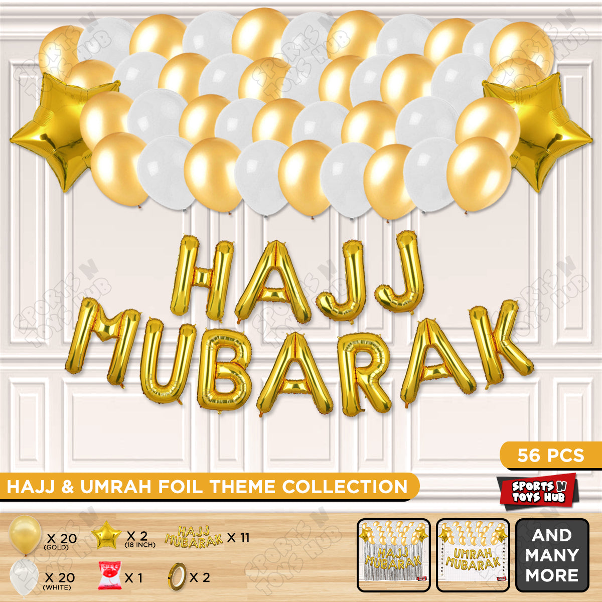Hajj Mubarak Gold Foil Letter Garland Theme Collection